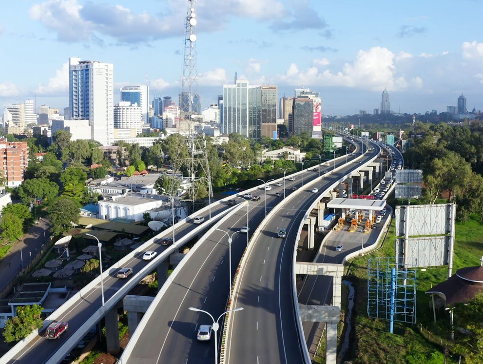 Nairobi city view above the expressway